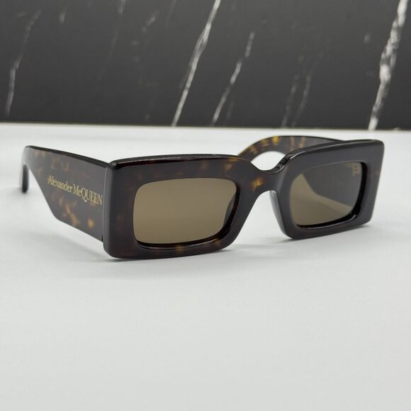 NEW ALEXANDER MCQUEEN AM0433S 002 SUNGLASSES WOMEN HAVANA SQUARE EYEWEAR - Picture 4 of 10